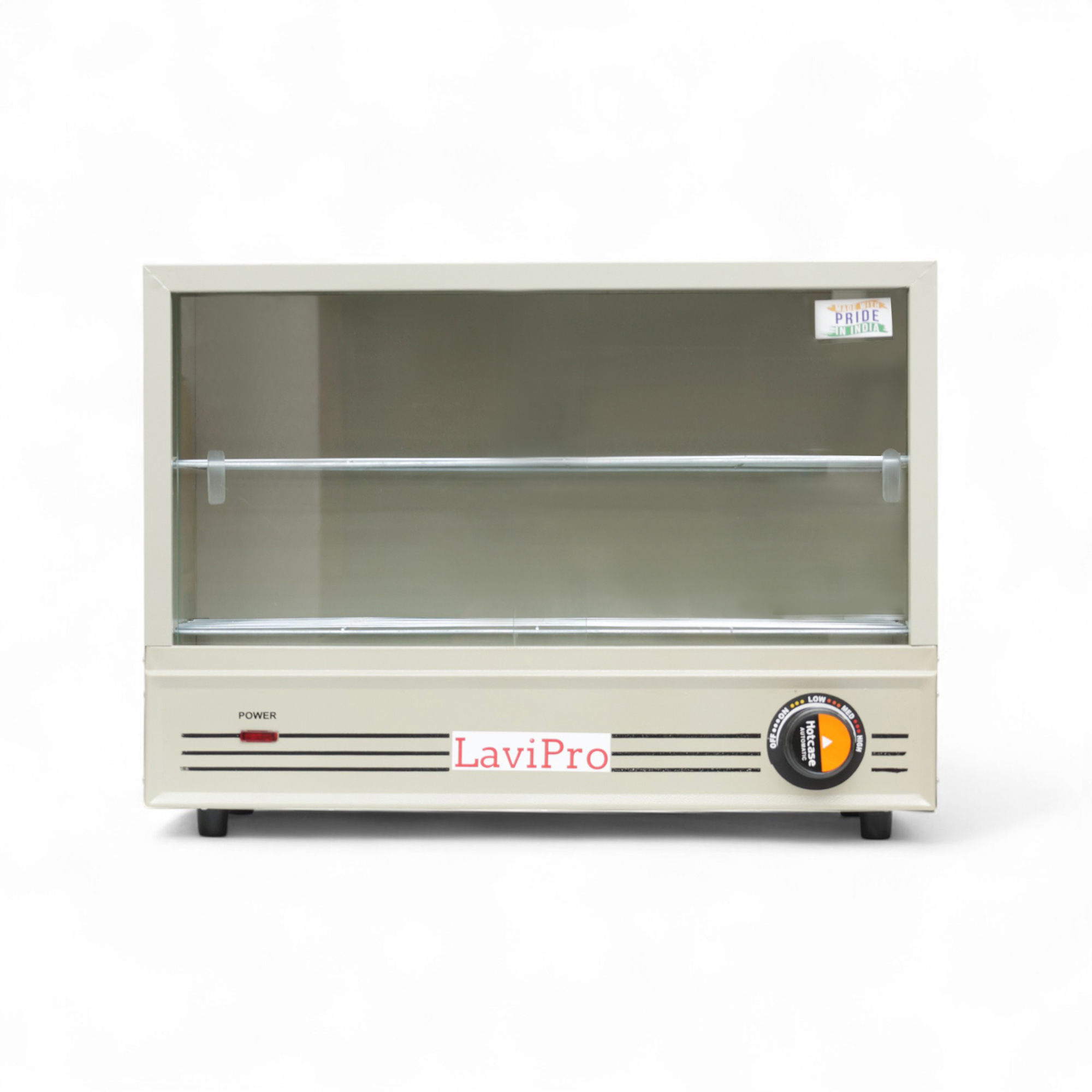 LaviPro Electric Patties Hot Case | 25-Piece Capacity Sliding Door Food Warmer | 650W Commercial Puff Warmer Oven for Bakery & Fast Food Counter | Grey Finish | Adjustable Thermostat | Made in India